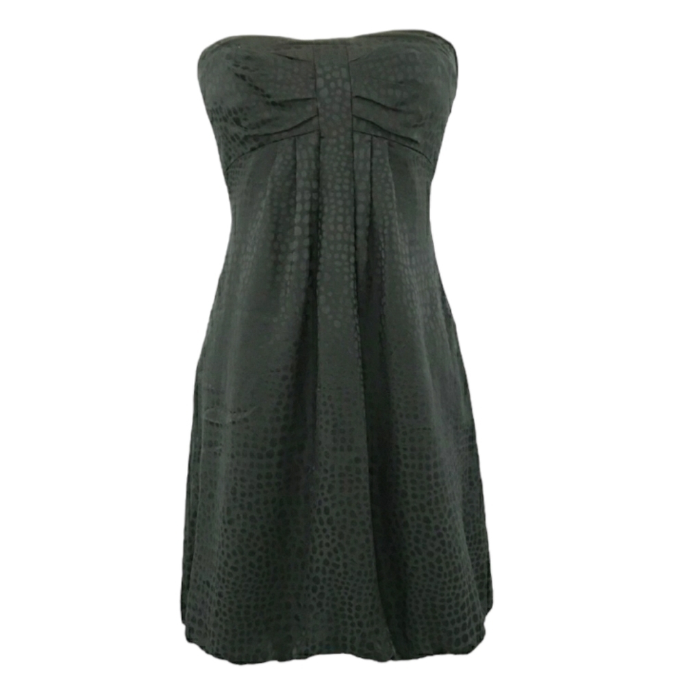 WHITE House Black Market 100% Silk Strapless Mini Cocktail Leopard Print Dress 8